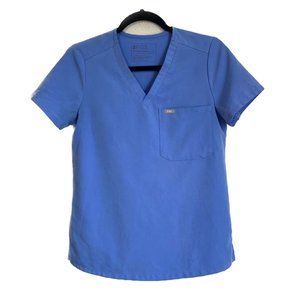 Figs Technical Collection Scrub Top Women’s XS Light Blue V-Neck